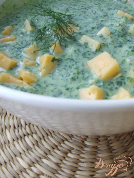 фото рецепта: Холодный суп с кефиром и зеленью.
