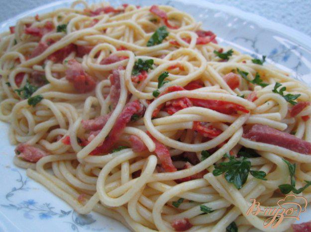 фото рецепта: Спагетти с ветчиной и чоризо
