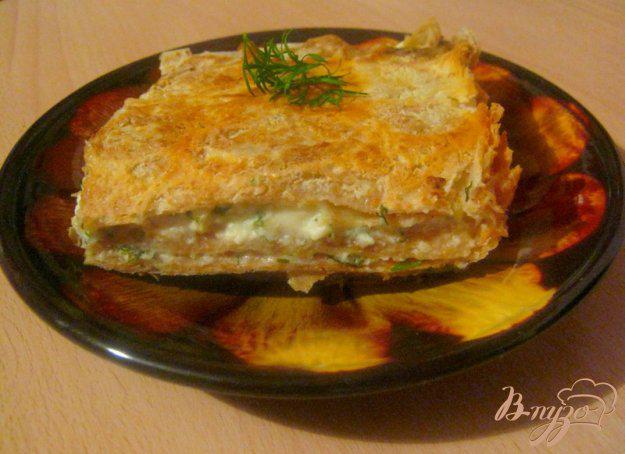 фото рецепта: Пирог из лаваша с сыром и зеленью