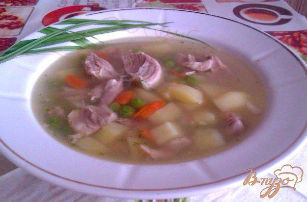 фото рецепта: Картофельный суп со свининой и зеленым горошком