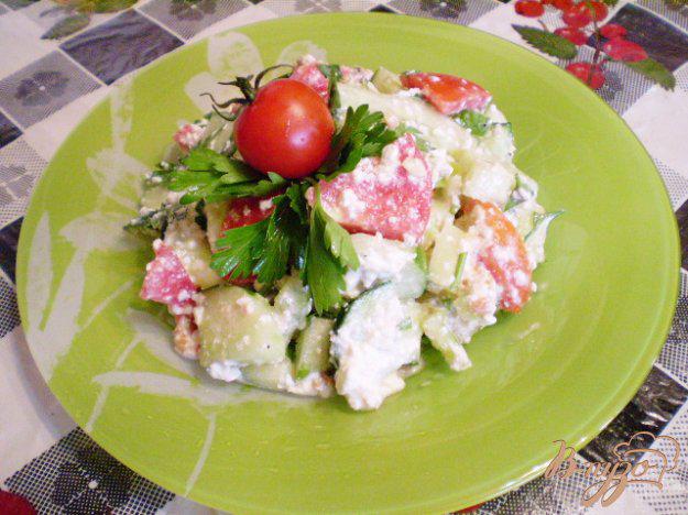 фото рецепта: Овощной салат с творогом и сметаной