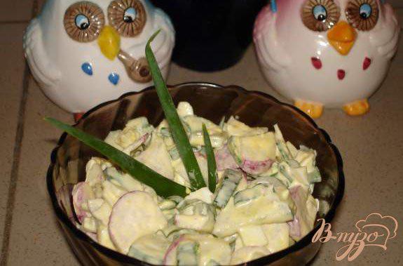 фото рецепта: Салат из молодой редиски и огурца