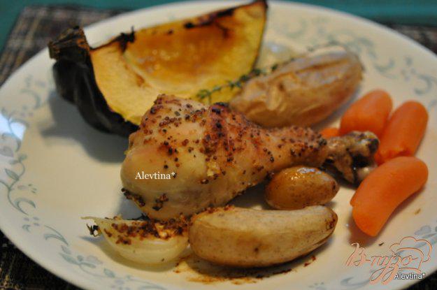 фото рецепта: Куриные ножки с овощами с кленовым сиропом