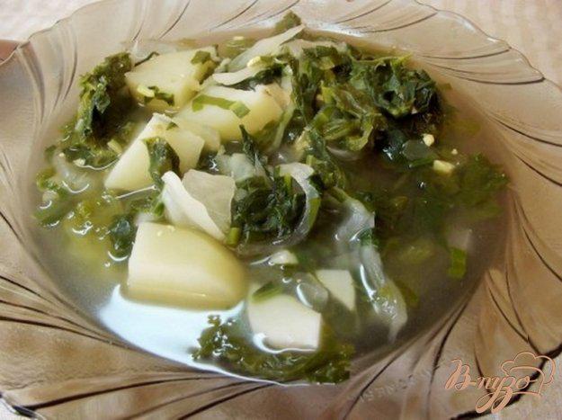 фото рецепта: Зеленый суп из листьев салата