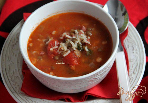 фото рецепта: Minestra di riso - итальянский рисовый суп с чечевицей
