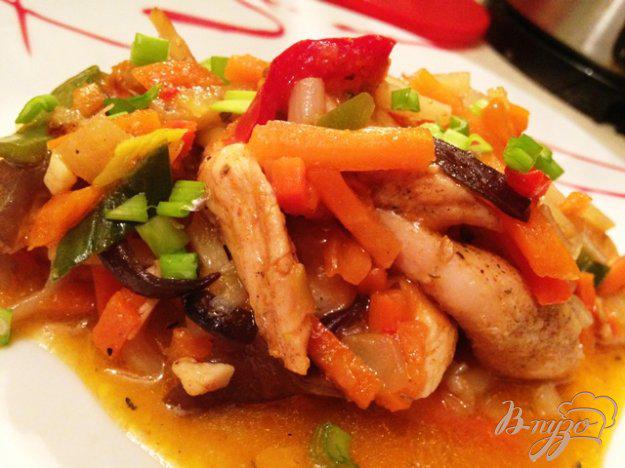 фото рецепта: Куриное филе в кисло-сладком соусе с овощами