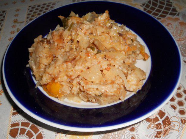 фото рецепта: Капуста тушеная с рисом и морковью