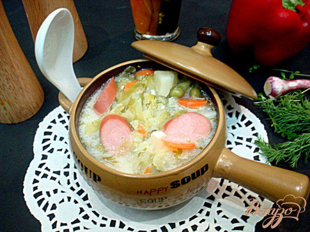фото рецепта: Суп с сырками и зелёным горошком
