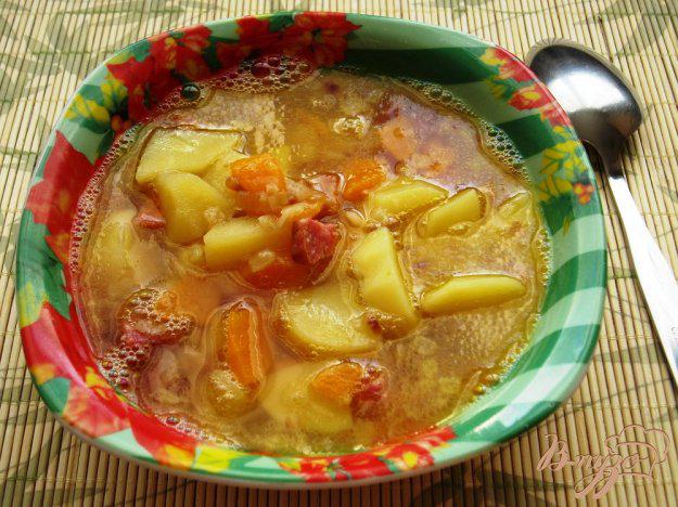 фото рецепта: Гороховый суп с копченой колбасой