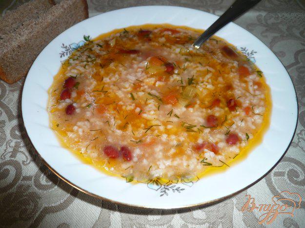 фото рецепта: Суп томатный с рисом и фасолью