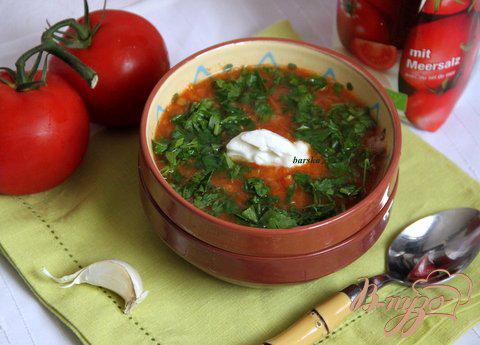 фото рецепта: Постный суп с томатами и чечевицей