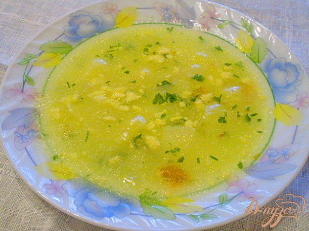 фото рецепта: Суп кукурузный с яйцом и зеленью