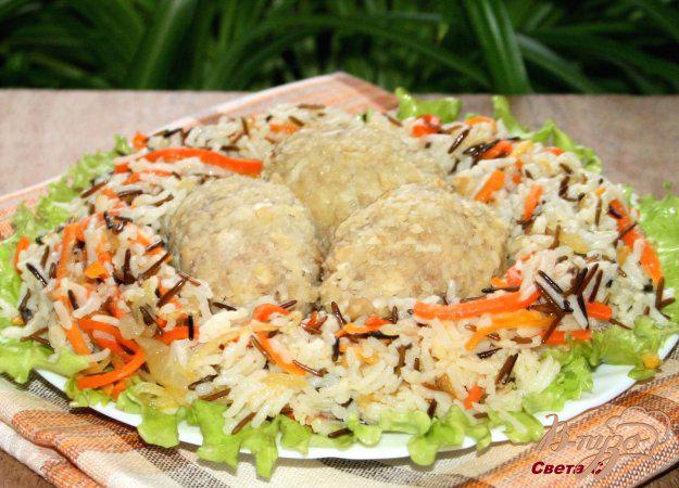 фото рецепта: Мини-зразы с сырной начинкой с рисом и овощами «Птичье гнездо»