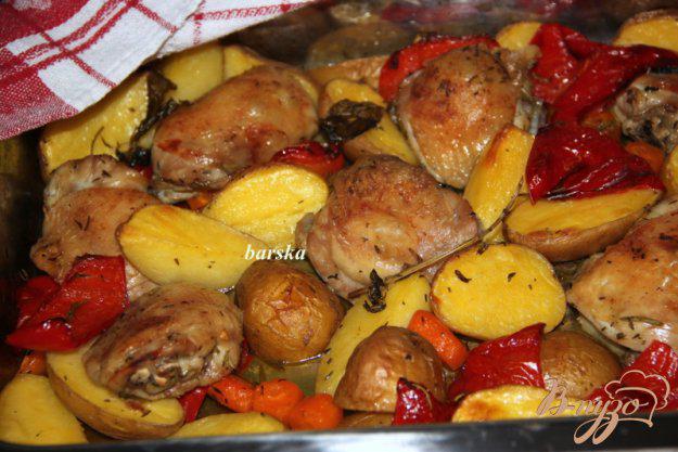 фото рецепта: Куриные окорочка, приготовленные  по-европейски