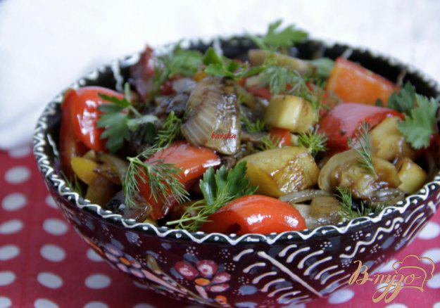 фото рецепта: Рагу из кабачков, грибов и перца