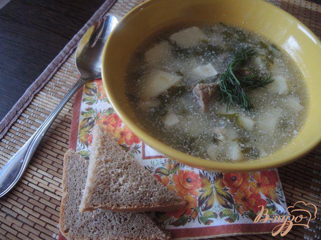 фото рецепта: Зелёный суп с щавелем, яйцом и мясом