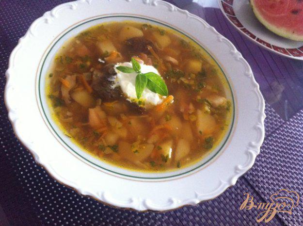 фото рецепта: Картофельный суп с белыми, сухими грибами