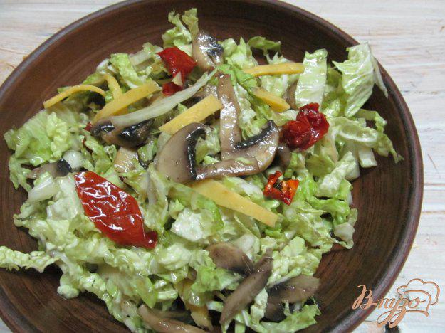 фото рецепта: Салат из пекинской капусты с грибами и вялеными томатами