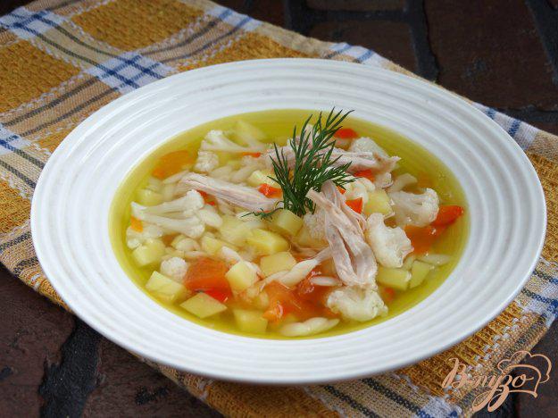 фото рецепта: Куриный суп с овощами и пастой орзо
