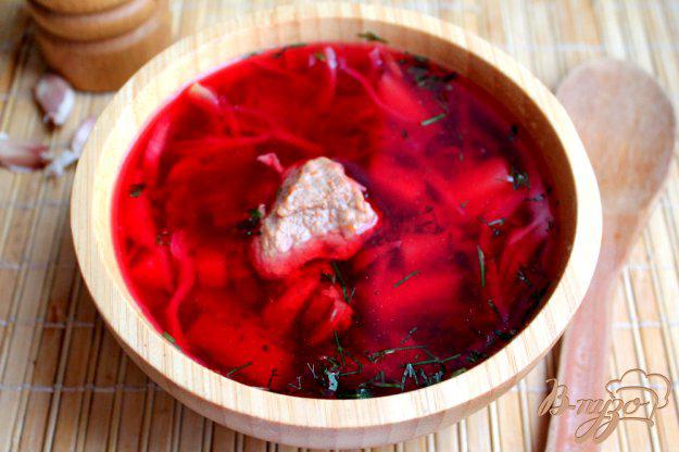 фото рецепта: Борщ на свином бульоне с замороженной томатной заготовкой