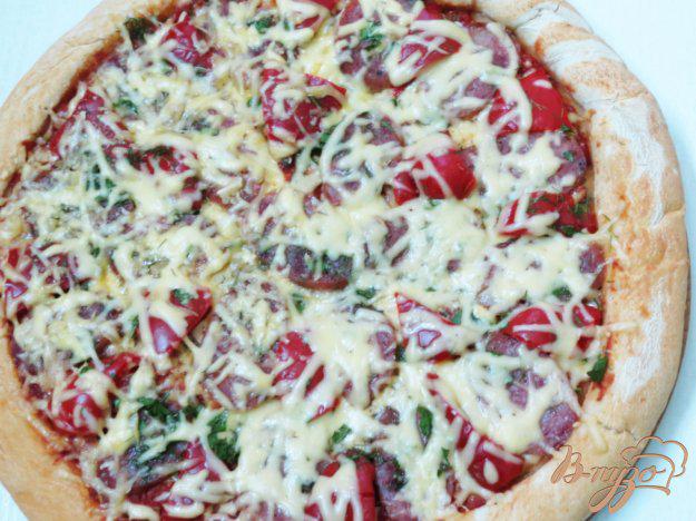 фото рецепта: Пицца с колбасой и перцем