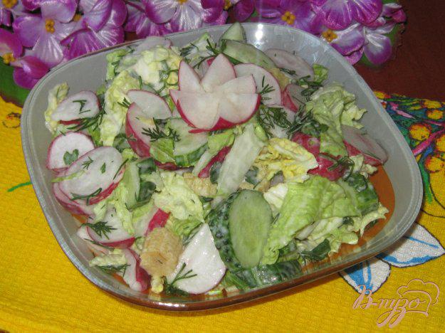 фото рецепта: Салат с редисом и маринованными початками кукурузы