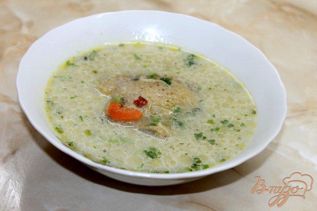 фото рецепта: Сливочный грибной суп с курицей и паутинкой