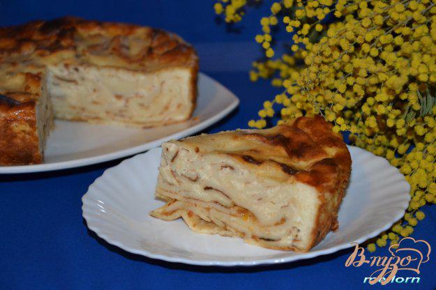 фото рецепта: Блинный пирог с джемом и творожно-сметанным суфле