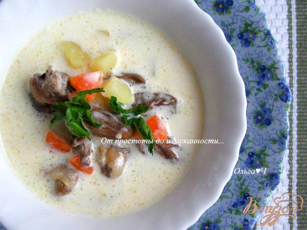 фото рецепта: Сливочный суп с куриными сердечками
