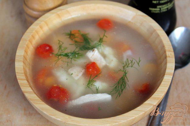 фото рецепта: Рисовый суп с куриным мясом, цветной капустой и помидорами