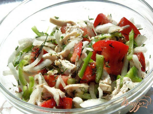 фото рецепта: Салат из отварной курицы с овощами