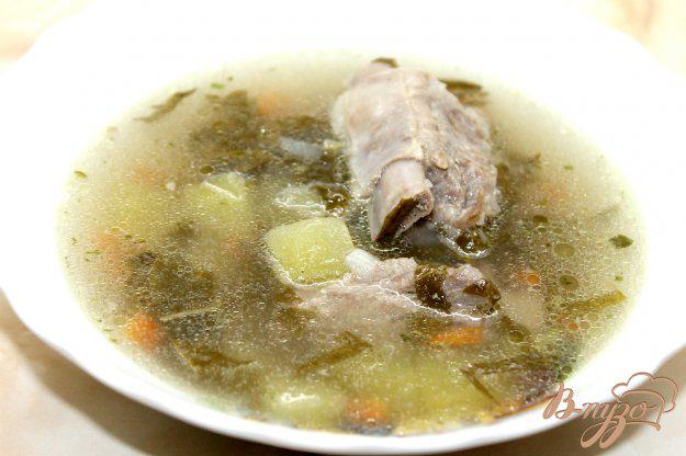 фото рецепта: Суп из свиного ребра с зеленым горошком и щавелем