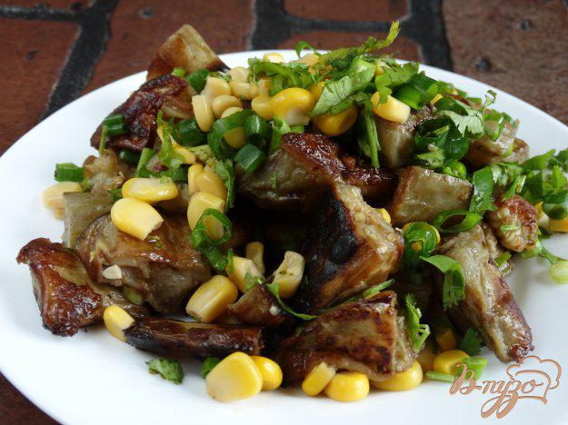 фото рецепта: Теплый салат из баклажанов и кукурузой