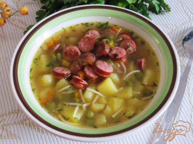 фото рецепта: Быстрый суп с полукопченными сосисками