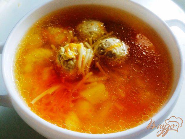 фото рецепта: Суп из фрикаделек с  вермишелью для деток