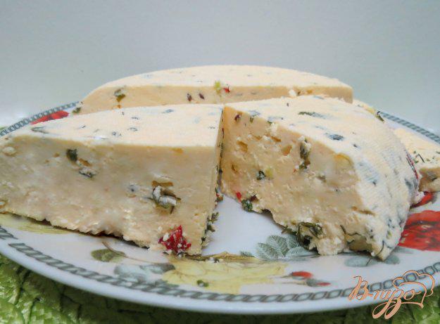 фото рецепта: Сыр домашний с укропом и перцем чили и тмином