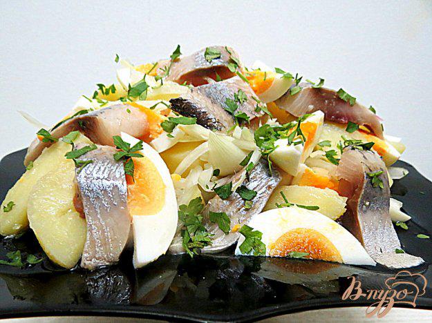 фото рецепта: Салат из сельди, картофеля, лука и яиц