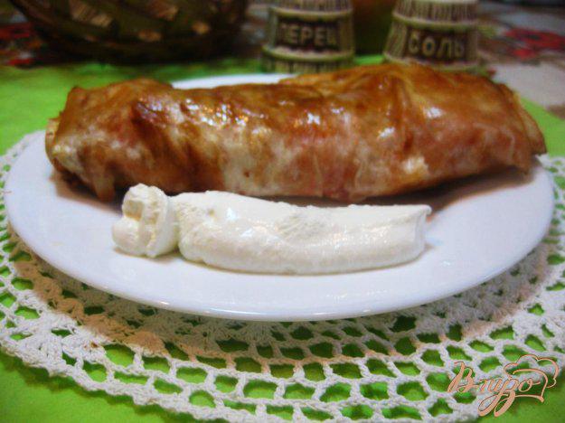 фото рецепта: Рулет из лаваша с печеным болгарским перцем