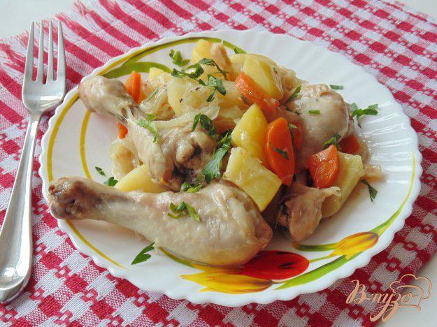 фото рецепта: Куриные голени с овощами в рукаве