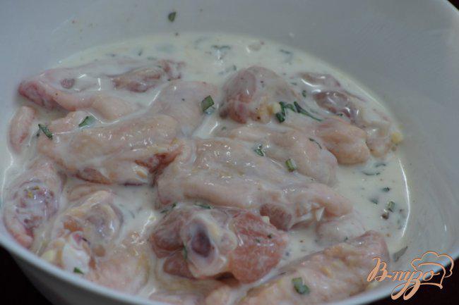 Фото приготовление рецепта: Куриные крылышки в мятно-йогуртовом маринаде шаг №3