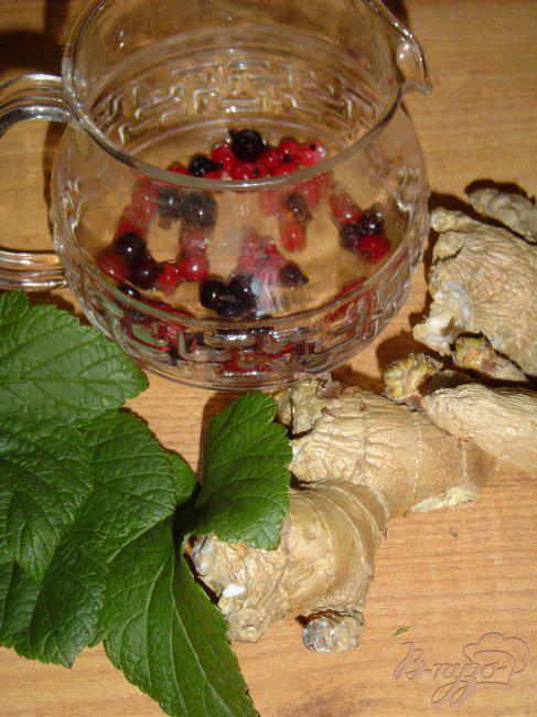 Фото приготовление рецепта: Чай из смородины, её листочков и имбиря шаг №1
