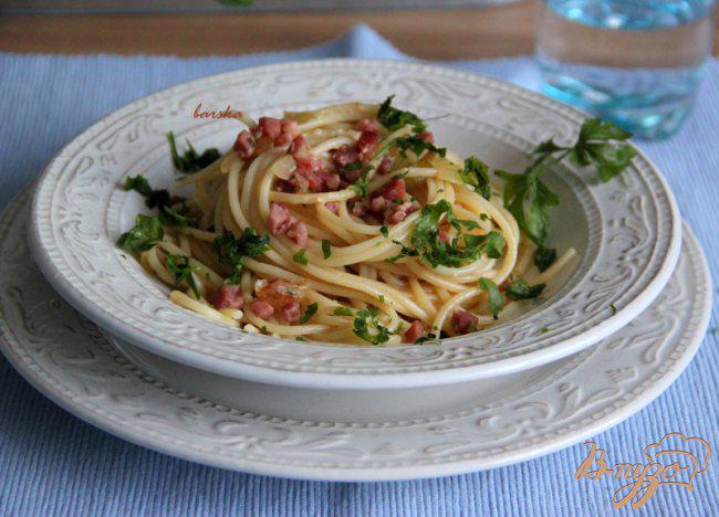 Фото приготовление рецепта: Спагетти карбонара «Облегчённый вариант» шаг №7