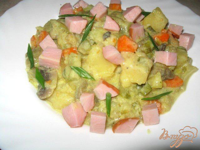Фото приготовление рецепта: Овощное рагу  в сливочном соусе шаг №7