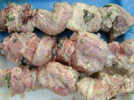 Фото приготовление рецепта: Шашлык из свинины в кефире с зелёным луком шаг №4