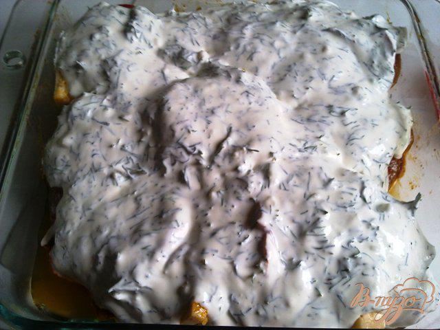 Фото приготовление рецепта: Полосатое куриное филе с соусом шаг №11