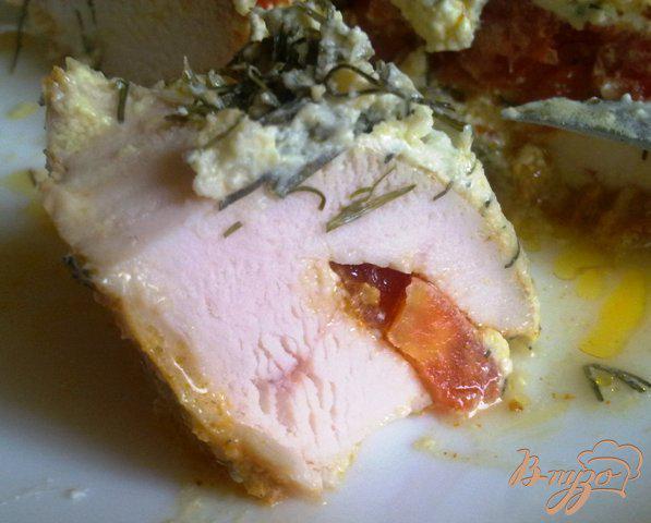 Фото приготовление рецепта: Полосатое куриное филе с соусом шаг №12