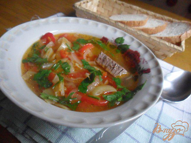 Фото приготовление рецепта: Суп мясной с болгарским перцем «Все краски осени» шаг №7