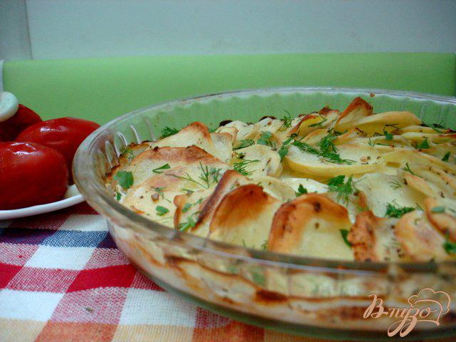 Фото приготовление рецепта: Картофель запеченный со сливками шаг №3