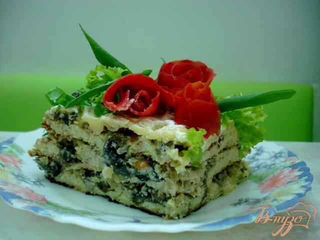 Фото приготовление рецепта: Кабачковый тортик с грибами шаг №6