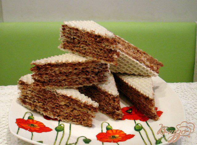 Фото приготовление рецепта: Вафельный тортик с шоколадным кремом шаг №6